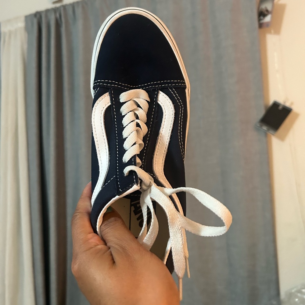 Vans Navy Old School Classic Navy Low-Top Canvas Sneakers with White Stripe